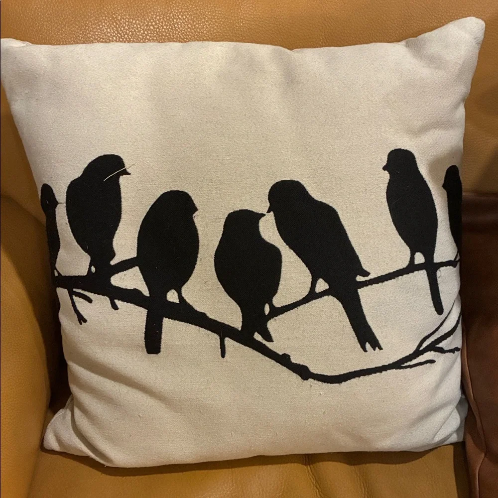 Bird Throw Pillows Black Birds on Cream Pillows No Wear No Marks Set/2 Pillows